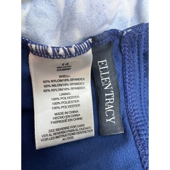 Ellen Tracy Two Piece Bathing Suit Blue Tye Dye Beach Summer - Picture 6 of 7